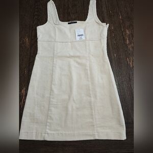 Cream Sleeveless Sheath Mini Dress Square Neck, Forever 21 Size L
